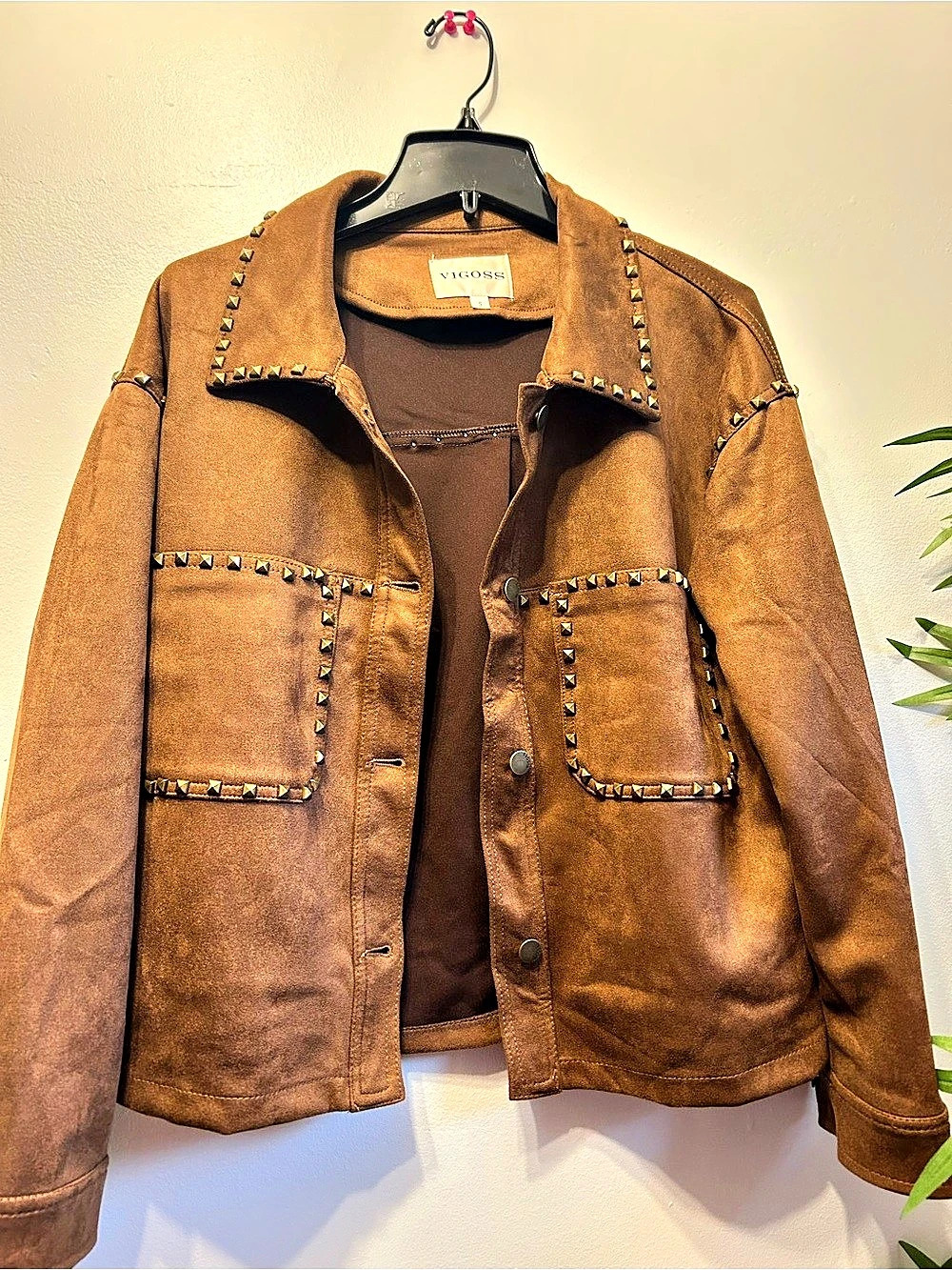 Vigoss Studded Brown Jacket Size Small Like New
